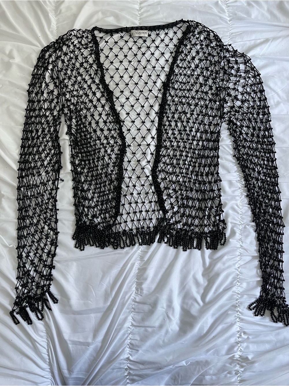 Gantos Black Beaded Net Cardigan Like New